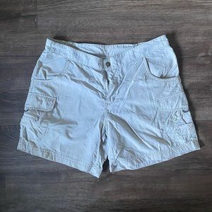 Beige 5 inch in-seam shorts